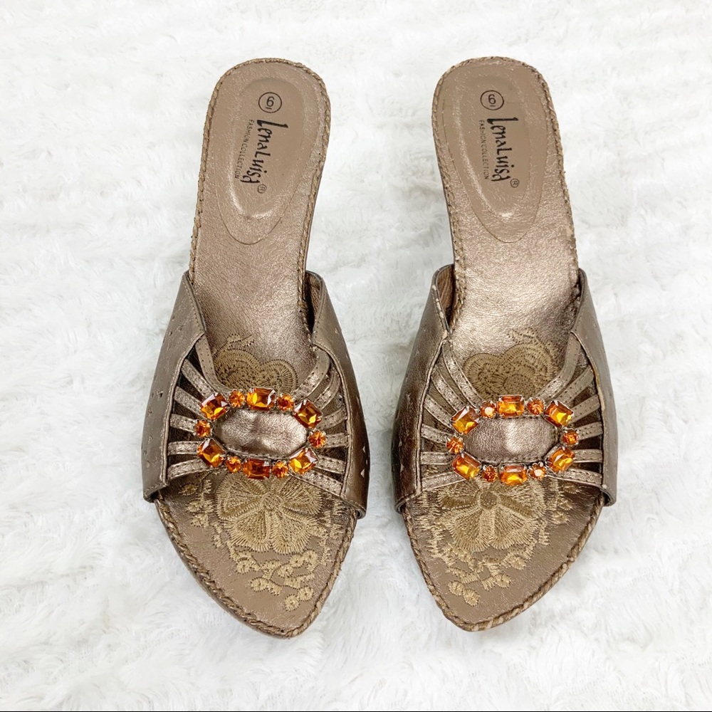 Lena Luisa 90’s rhinestone peep toe pumps